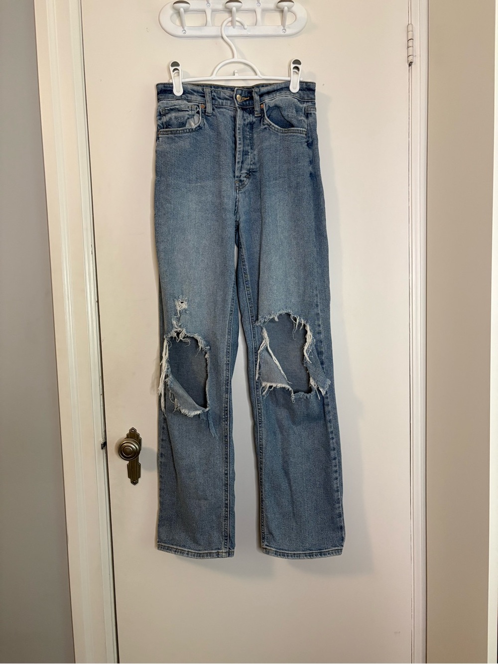 wild fable Distressed Straight Leg Jeans - Light Blue